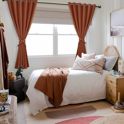 Fall Blackout Curtains for Bedroom Burnt Ochre 70 x 63 Inch 2 Panel | Thermal - Image 6