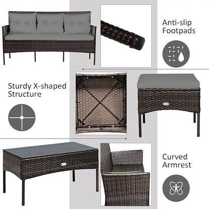 Tangkula 3 Pieces Patio Conversation Set, All Weather Outdoor PE Rattan Wicker - Image 6