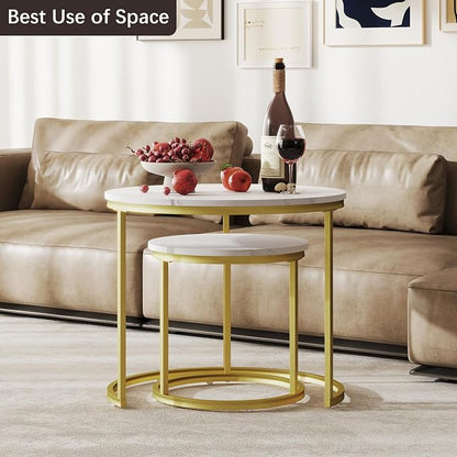 Otterease Nesting Tables Set of 2, Round Coffee Table, Small Nesting Coffee - Image 6