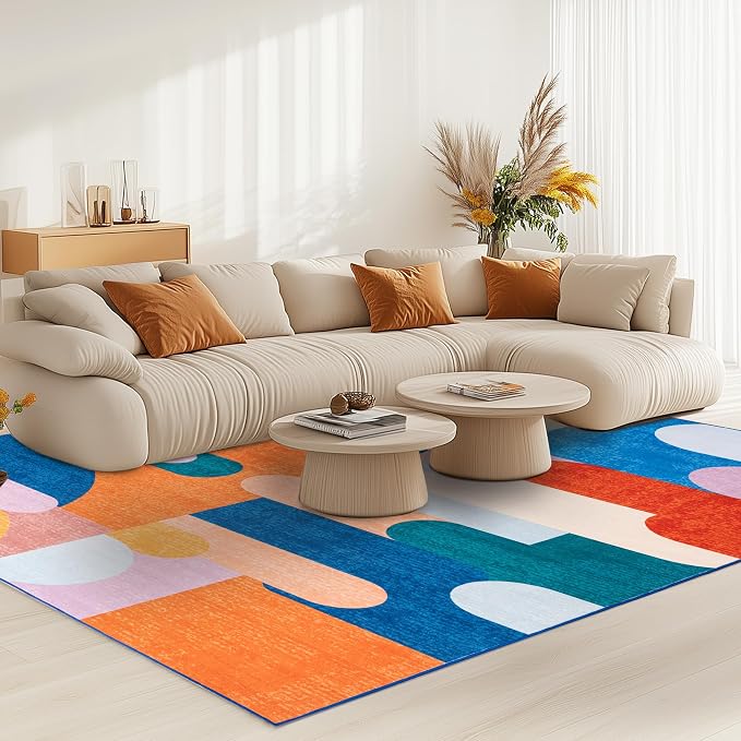 Ompaa Living Room Rug 5x8 Candy Area Rug Machine Washable Rug Non Slip Indoor by OmpaaHomeDecor