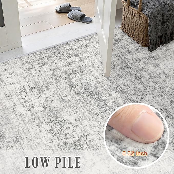 Round Area Rug Living Room: 5 ft Modern Washable Indoor Carpet | - Image 7