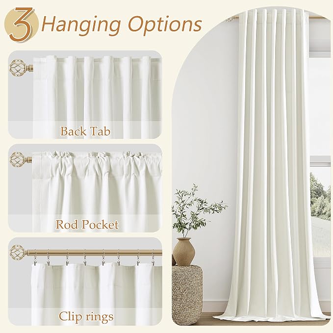 Ivory 100% Blackout Linen Curtains 126 Inch Length 2 Panels Set - Image 6