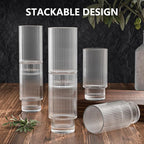 Glass Cups, 16OZ Vintage Glass Coffee Cups with Lids and Straws 8 Set, Vintage Glassware for Whiskey Cocktail Beer, Iced Coffee Cups with Lid, Glass Tumbler with Straw and Lid