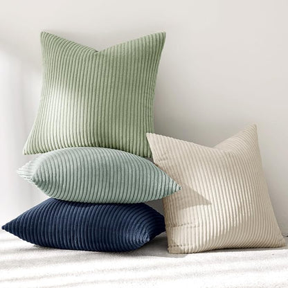 MIULEE Soft Corduroy Decorative Throw Pillow Covers Muted Teal 18x18 | Set of 4 - Image 6