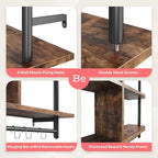 Bestier Floating Pipe Shelving Kitchen Shelves Wall Mounted 3 Tier 41.5" Ladder Coffee Bar Shelf Hanging with Circular Tube, Display Bookshelf Storage for Living Room Kitchen, Rustic Brown