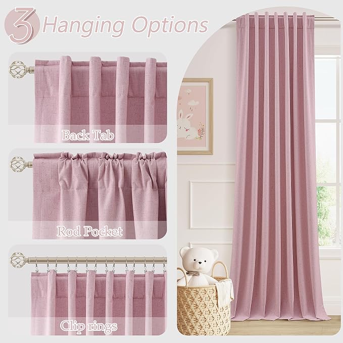 100% Blackout Curtains 90 Inch Length 2 Panels Set - Image 6