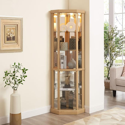 Corner Curio Cabinet, Light Bulb Inclued, Wine Bar China Cabinet - Image 9