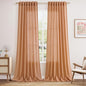 Peach Quartz Linen Curtains 108 Inch Length 2 Panel Set Back Tab Loop Pocket by Nanspring