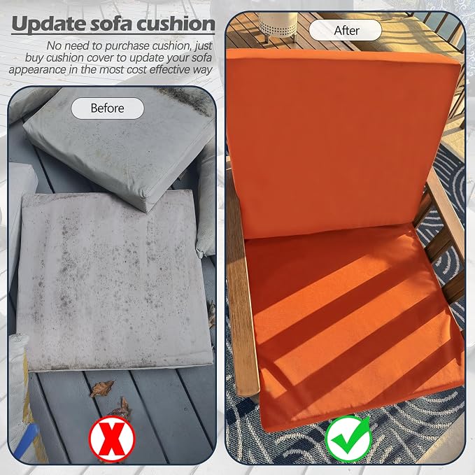 Sqodok Patio Cushion Cover 21x19 inch, Outdoor Seat Cushion Slip Cover - Image 8