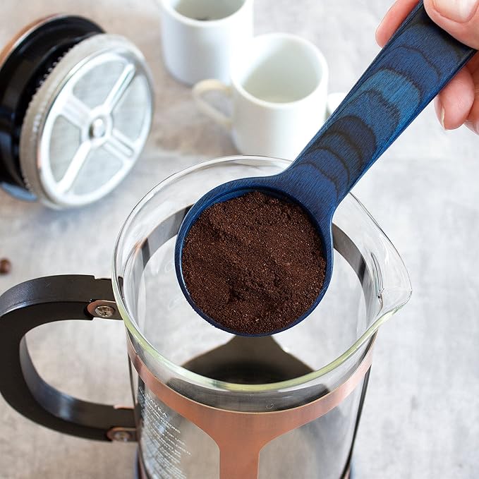 Baltique Malta Collection Wooden Coffee Scoop – Colorful Birch Wood Reusable Scoop for Ground Coffee, Protein Powder & More