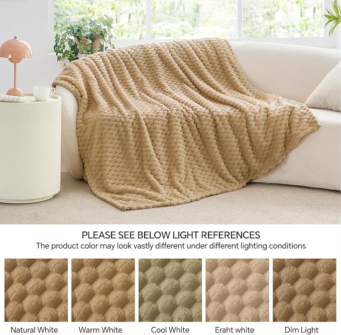 BEDELITE Camel Twin Blanket for Couch, Soft Cozy Gifts for Women, 60 * 80 | 3D - Image 7
