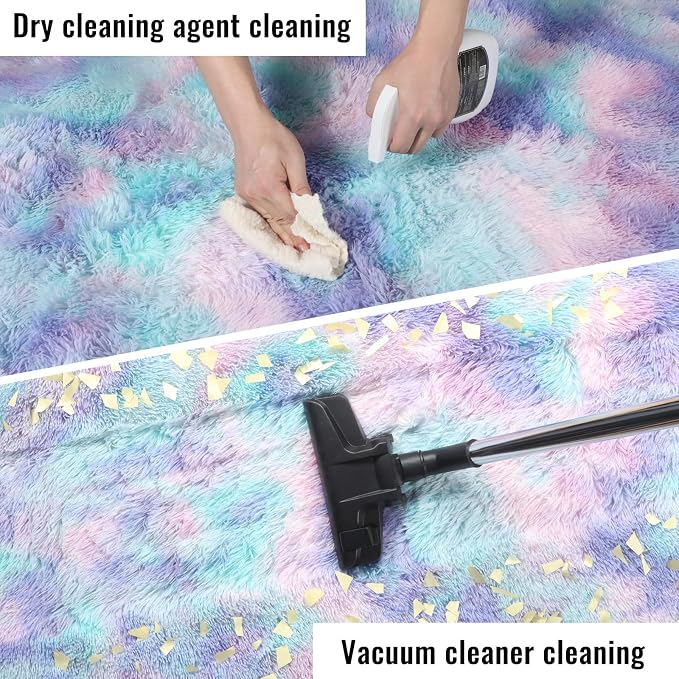 8x10 Area Rug, Cute Kawaii Purple Rainbow Rug - Image 6