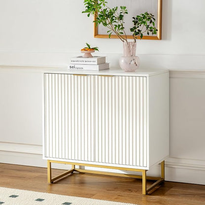EYYTHUNG Fluted Storage Cabinets Set of 2, Sideboard Buffet Cabinet Accent - Image 9