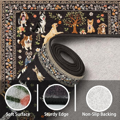 Black Floral Area Rug 3x5 for Bedroom Entryway | Ultra-Thin; Non Slip; - Image 6