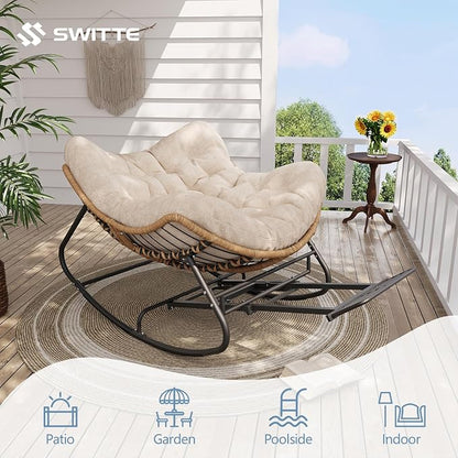 SWITTE Outdoor Papasan Rocking Chair - Image 3