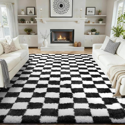 Ophanie Checkered Black & White Rug by Ophanie