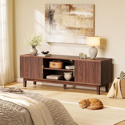 PRAISUN 54 Inch TV Stand for 50, 55 Inch TV, Fluted Entertainment Center - Image 9