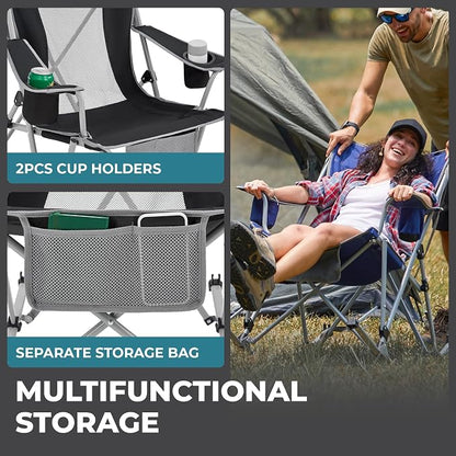 FUNDANGO Rocking Camping Chair, High Mesh Back Portable Folding Camp Chairs - Image 7