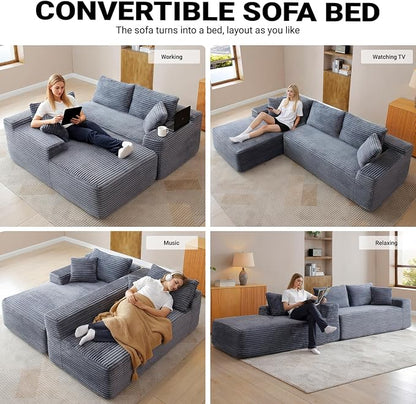 108 Inch Cloud Sectional Couch, Modern Modular Sectional Sofa - Image 6