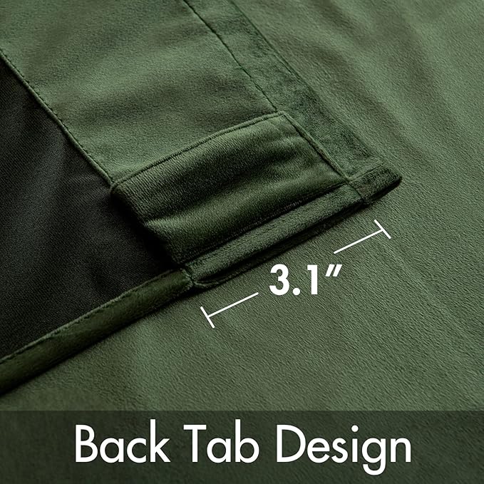 MIULEE Velvet Curtains 52x102 inches 2 Panels Olive Green Blackout Curtains | - Image 3