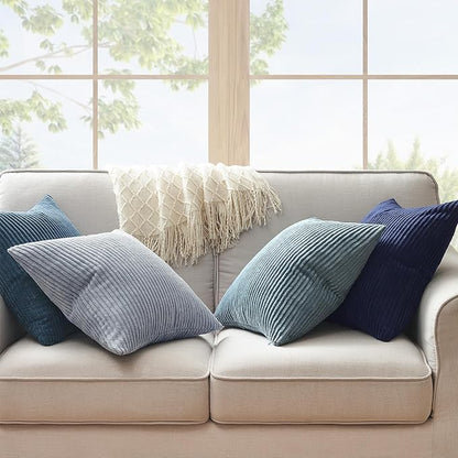 Topfinel Decorative Throw Pillow Covers Dusty Blue Navy Series 18x18 Inch Set - Image 6