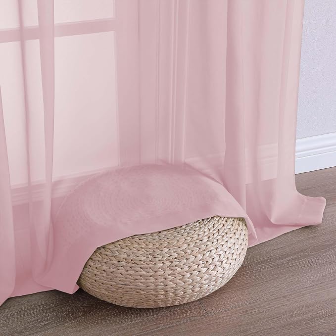 Chyhomenyc Blush Pink Sheer Curtains 63 Inches Long 2 Panels, Light Filtering - Image 8