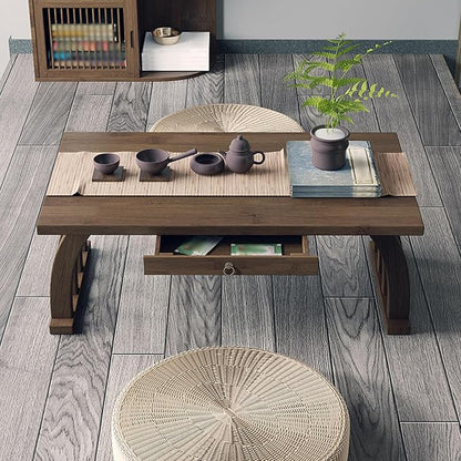 Portable Japanese Wooden Rectangular Floor Table - Image 6