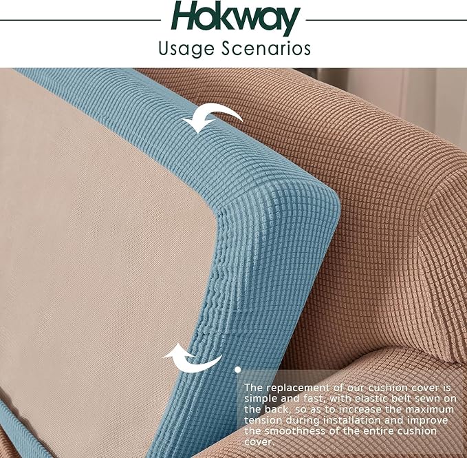 Hokway 3 Piece Couch Cushion Slipcovers Stretch Reversible Cushion Protector - Image 5