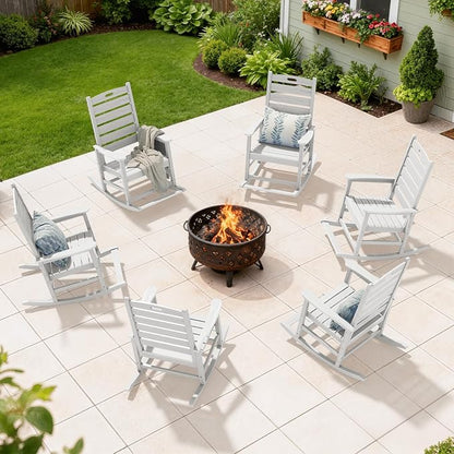 SERWALL Outdoor Rocking Chair Set of 4, Oversized HDPE Patio Rocking Chair - Image 11