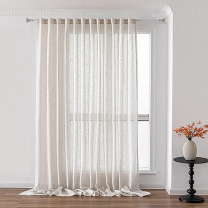 MYSKY HOME Country Curtains for Sliding Glass Door, Back Tab Semi Sheer Curtain by MYSKYHOME