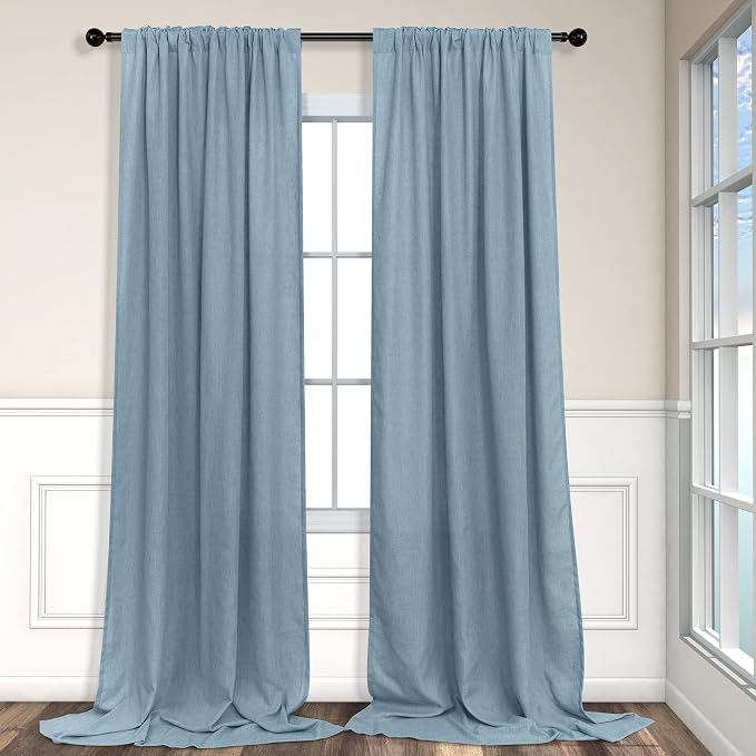 Blue Curtains 108 Inches Long For Living Room Dining 2 Panels Set Back Tab - Image 8
