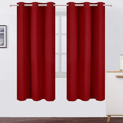 Red Thermal Blackout Curtains/42 x 72 Inch/Set of 2 Panels Room Darkening by Lemomo