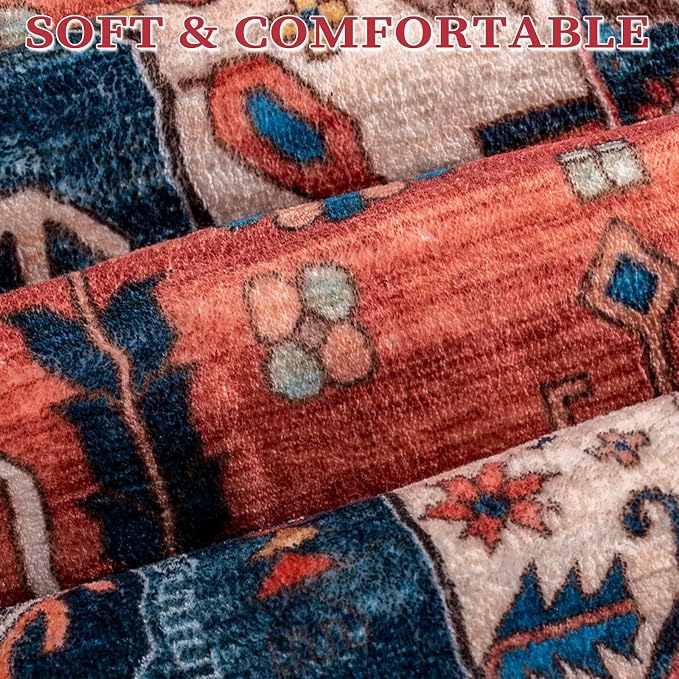 SERISSA 6ft Washable Non Slip Round Boho Area Rug - Image 6