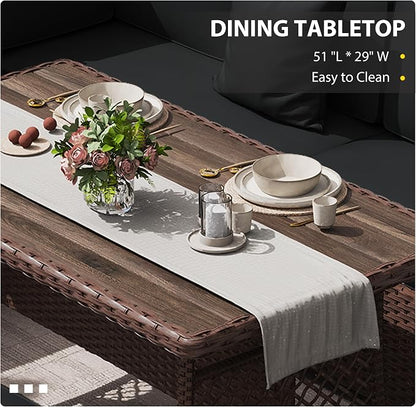 KIGOTY 7 Piece Patio Furniture Set, Outdoor PE Wicker Rattan Outdoor Dining Set - Image 4
