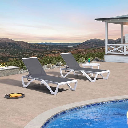 PURPLE LEAF Patio Chaise Lounge Chair Set of 3 Outside Aluminum Plastic - Image 9
