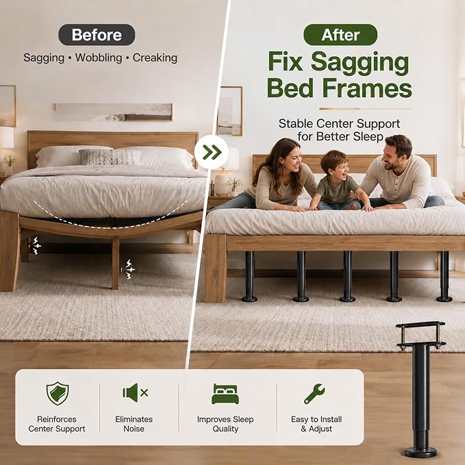 Under Bed Metal Support Legs, Adjustable Height Bed Frame Support Leg, Bed Slat - Image 3