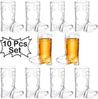 2 Ounce Cowboy Boot Shot Glasses | 10pcs Pack Double Ounce Plastic Shot Glass | Western Boot Shot Glasses for Parties | Bachelor Bachelorette Cowboy Parties | 4th of July Shot Glasses