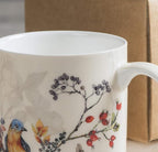 Maison d' Hermine Coffee Mug with Handles Fine Bone China Mugs Pack of One Tea Cups for Hot Beverages Cappuccino Latte Home Restaurant Office Perfect for Gift (Equinoxe - Beige Sparrows, 12 Ounce)
