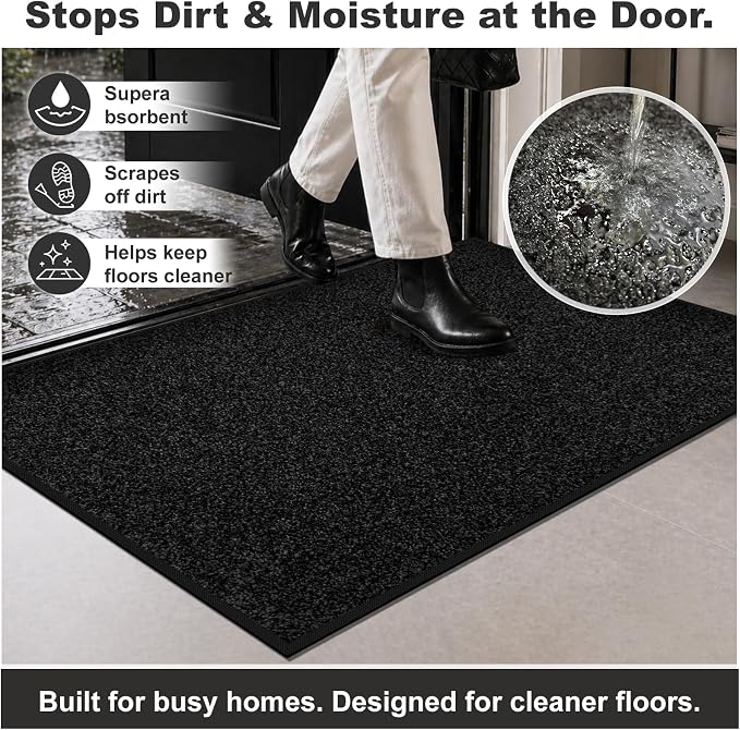 Super Absorbent Front Door Mat, Non-Slip Washable Indoor Doormats, Low Profile - Image 4