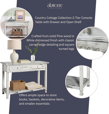 Alaterre Furniture Rustic Country Cottage Console Table - Image 4