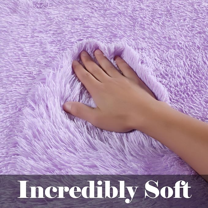 Purple Area Rugs for Bedroom Living Room, Fluffy 4x6 Indoor Bedside Floor Throw - Image 2