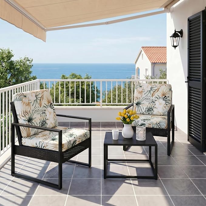 CALBODE 14Pcs Stretch Patio Cushion Cover, Tropical Floral & Leaf Pattern | - Image 8