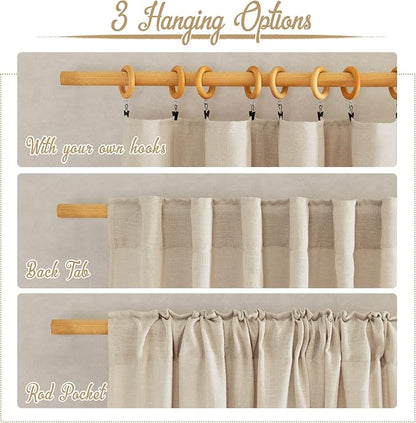 NICETOWN Natural Linen Beige Curtains - Image 2