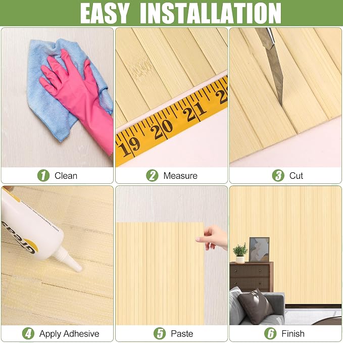 2 Pack Bamboo Wall Panel for Interior Wall Decor, Renewable Pole Wrap - Image 5