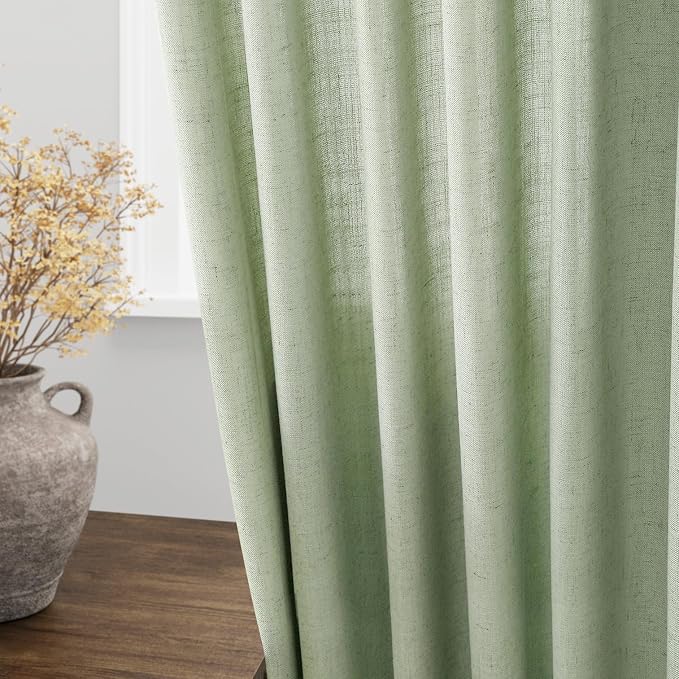 Mist Sage Linen Curtains 108 Inches Long - Image 4
