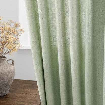 Mist Sage Linen Curtains 63 Inches Long 2 Panel Sets - Image 4