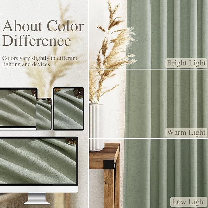 Desert Sage Linen Curtains 132 Inch Length - Image 3
