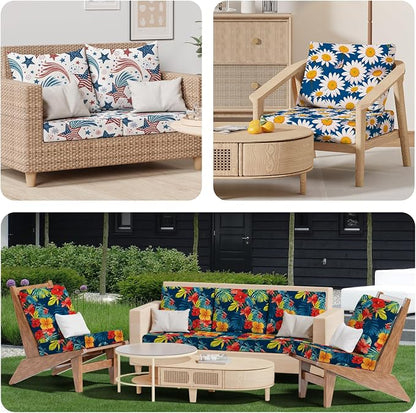 8Pcs Outdoor Cushion Covers, Stretch Patio Furniture Couch Chair Slipcovers | - Image 9