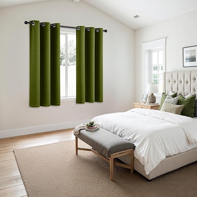 MIULEE Blackout Curtains for Bedroom 2 Panel 40"x63" Long Light Olive Green | - Image 6