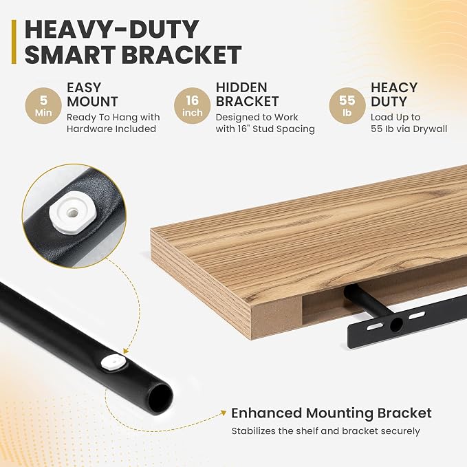 Acovy 30 Inch Floating Shelves, 9.3" Deep Floating Shelf Wall Mounted, Rustic - Image 7